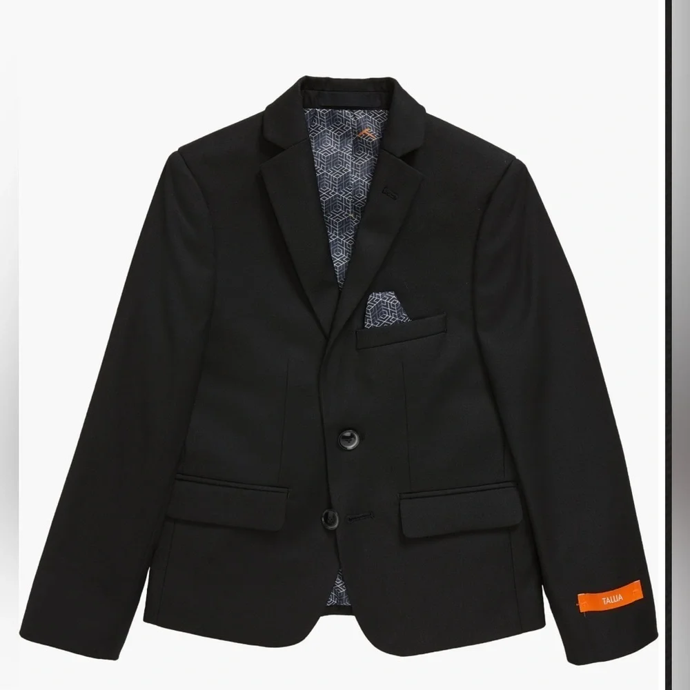 TALLIA black Blazer with Geometric Blue Lining